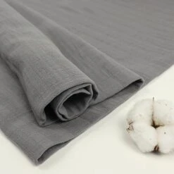 Bio Baumwollmusselin In Dunkelgrau Von Stoffonkel