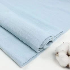 Bio Baumwollmusselin In Gletscher Blau Von Stoffonkel