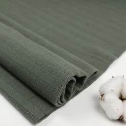 Bio Baumwollmusselin In Khaki Von Stoffonkel