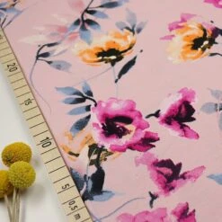 Bio Jersey Motiv Hibiskus Von Stoffonkel In Rosa
