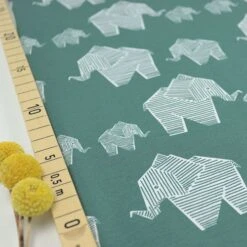 Bio Jersey Origami Motiv Elephant Von Stoffonkel In Staubgrün