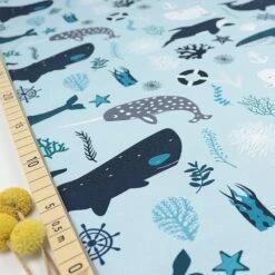 Bio Jersey Stoff Whales Von Fabrilogy