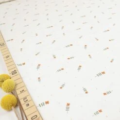 Bio Jersey Watercolour Flowers In Off White