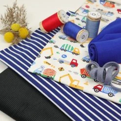 Bio Jersey Motiv Baustelle Weiß Von Stoffonkel -Textile Fabrics Motiv Baustelle weiss von Stoffonkel Bio 529 2