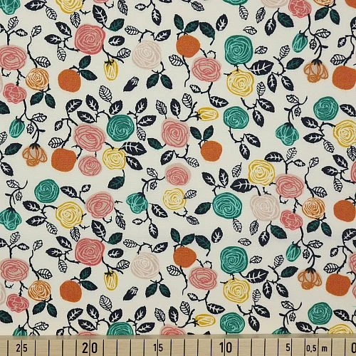 Bio Popeline Baumwollstoff Roses Cream Weiß Von Birch Fabrics 4 Bio Popeline Baumwollstoff Roses Cream Weiß Von Birch Fabrics – Bild 2