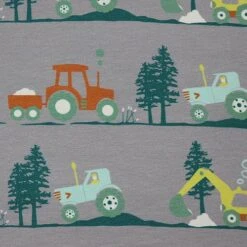 Bio Jersey Stoff Bagger Und Traktor Grau 10 Bio Jersey Stoff Bagger Und Traktor Grau -Textile Fabrics Stoff Bagger und Traktor grau Bio 194 2